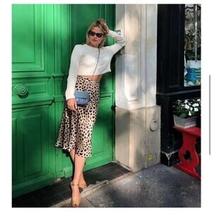 Realisation Par Naomi Animal Print Silk Skirt
